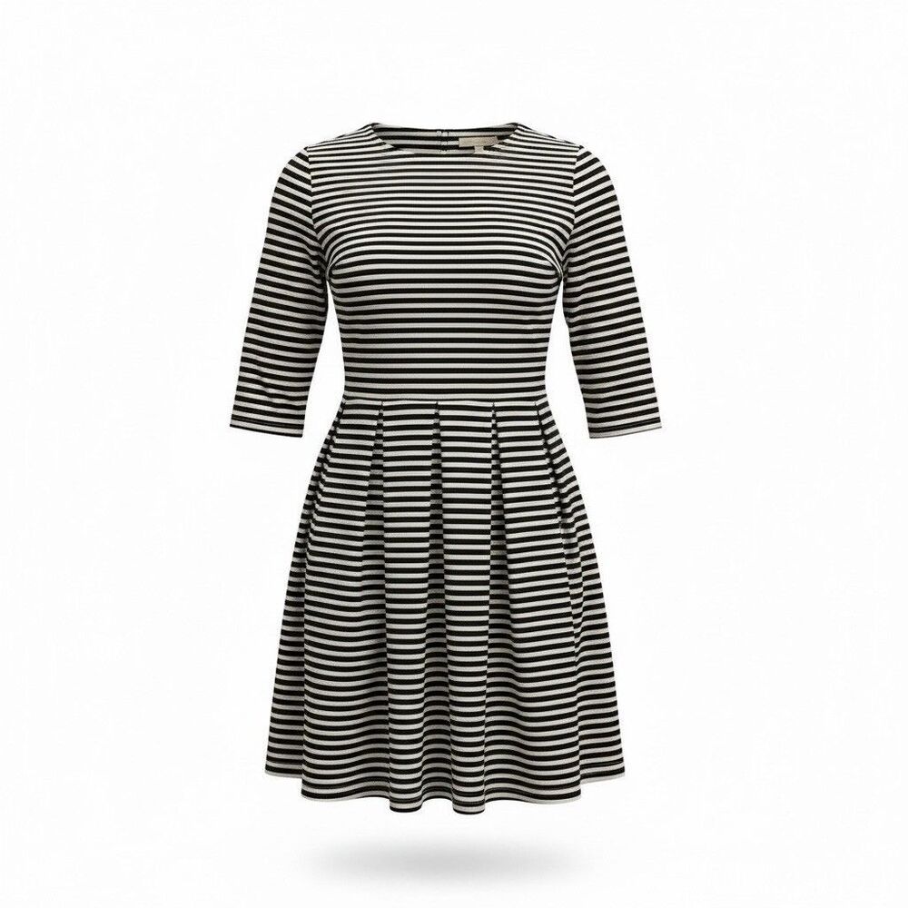 Gap Black White Striped Stretch Fit & Flare Business Women’s Dress Size 10